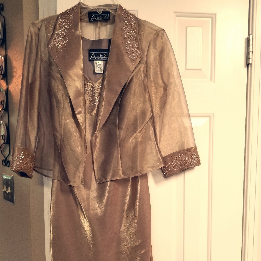 2 Piece Alex Evening Gown with Beaded Jacket